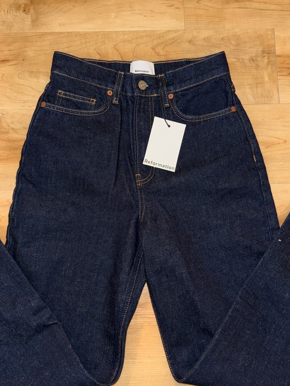 Reformation Harriet Deep Indigo High-Rise Straight Jeans